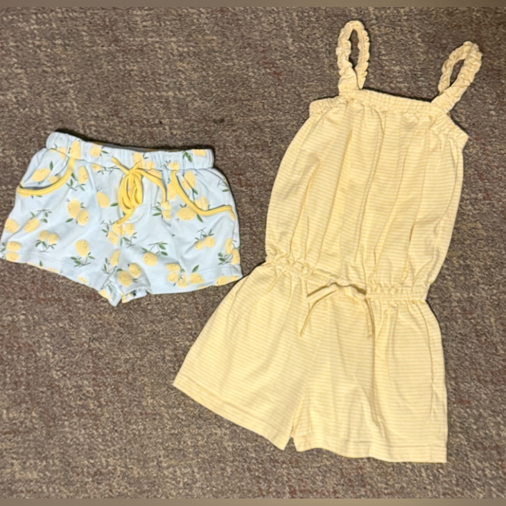 Bella Bliss Bundle Girl’s 7/8 M yellow shorts romper blue stretch shorts lemons
